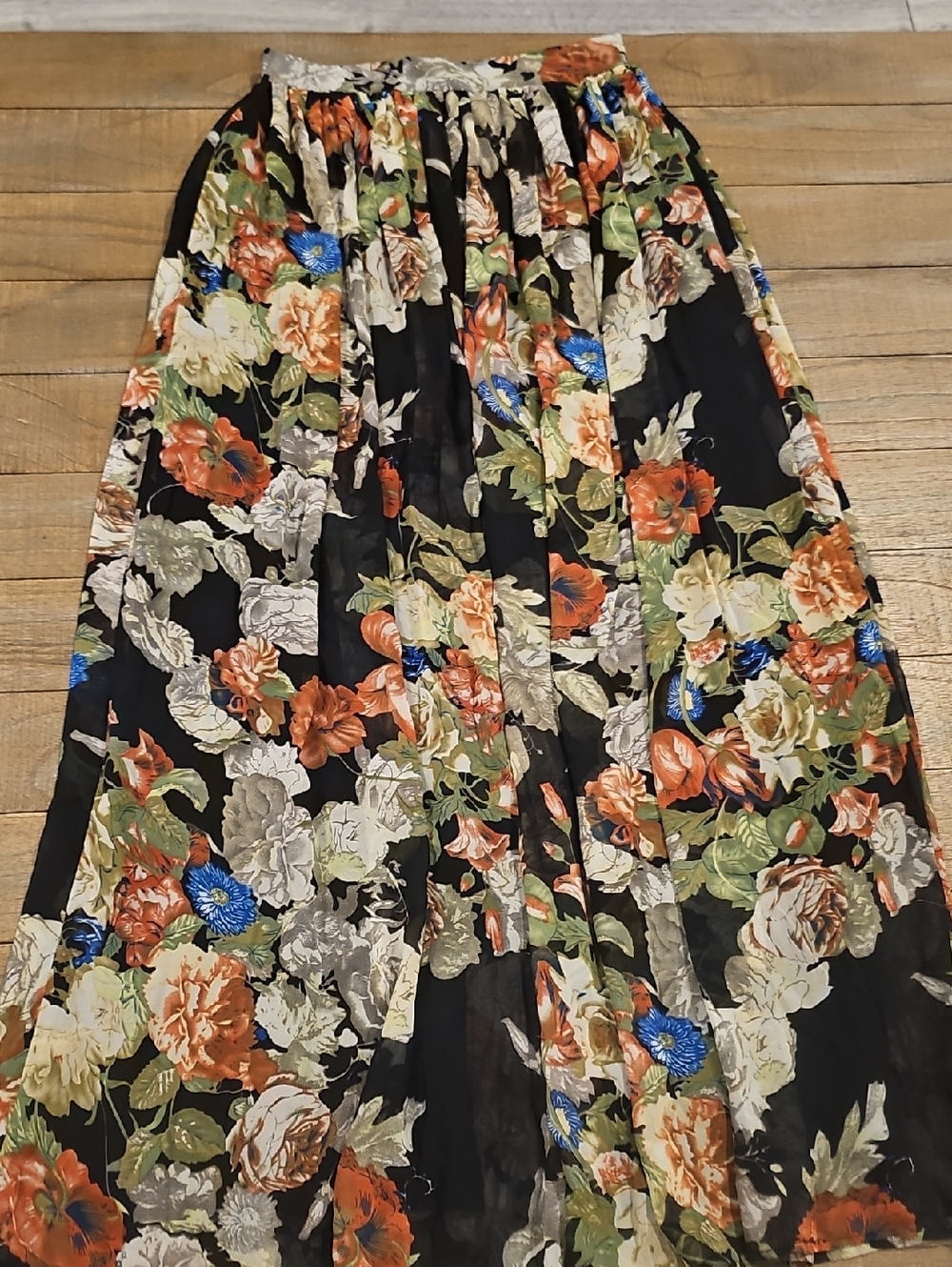Windsor Black Maxi Skirt with Multicolor Floral Print